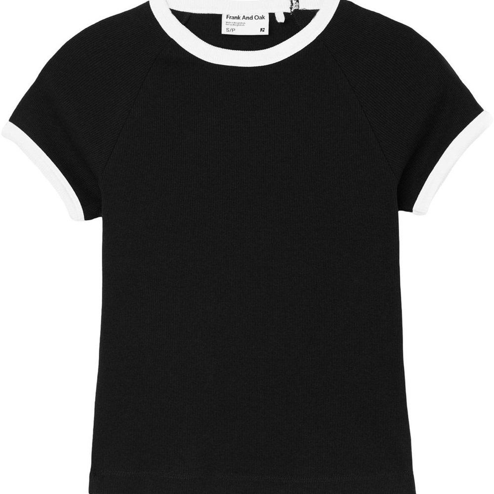 FRANK AND OAK SHRUNKEN CROPPED T-SHIRT BLACK